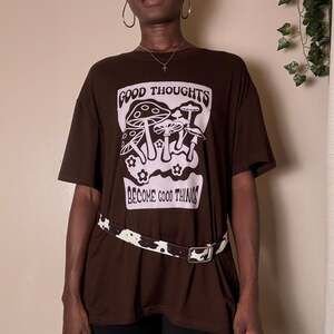 Brown Mushroom Oversized Graphic Tee